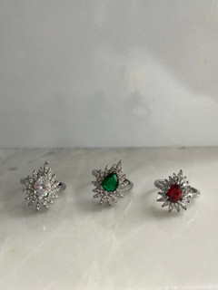 انگشتر زنانه جواهری نگین اشکی فول نگین فری سایز ضد حساسیت
